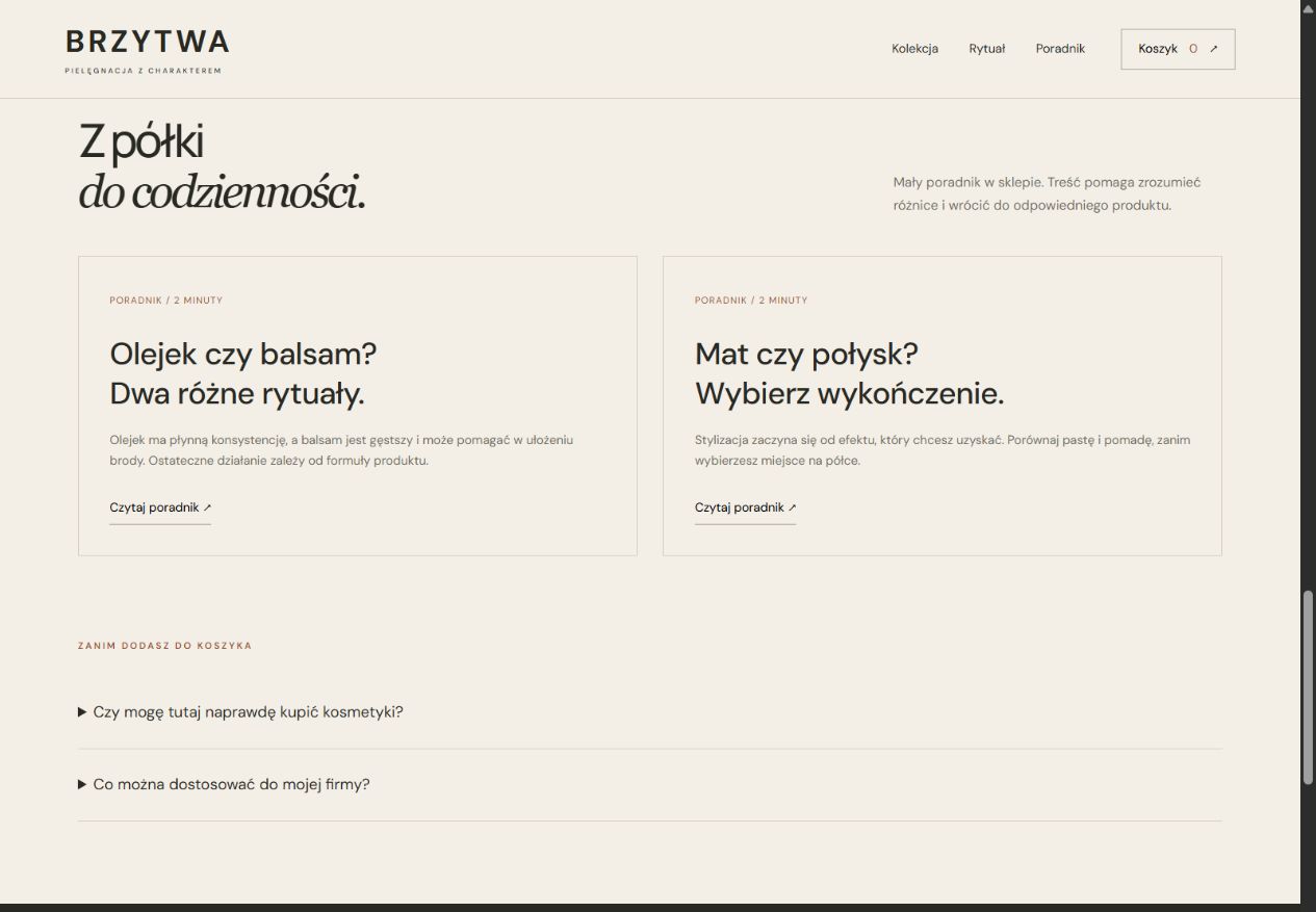 Podgląd projektu BRZYTWA / SKLEP + PORADNIK